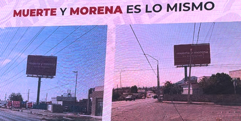 Coloca PAN espectaculares con la frase “Morena y Muerte es lo mismo”