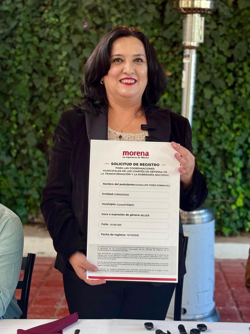 Lupita Pérez informa sobre su registro en el proceso interno de Morena