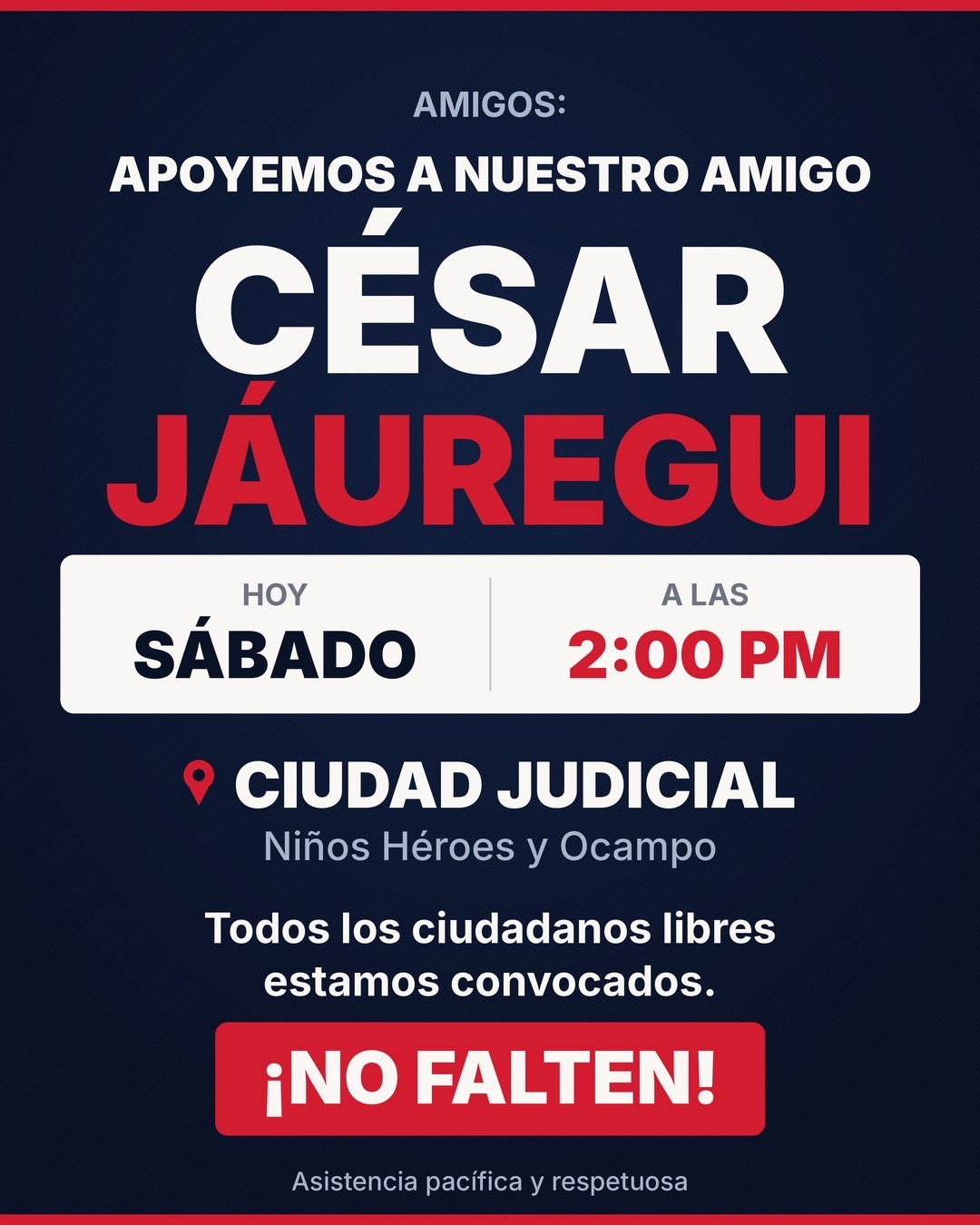 Convocan amigos de César Jauregui a manifestación por su detención