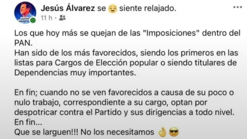 Enrarece más la situación en el PAN hermano de Daniela Álvarez